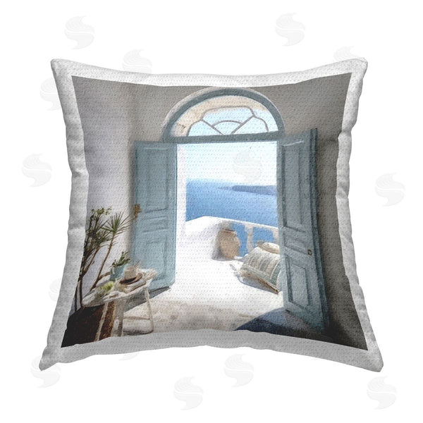 Stupell Industries Riley B | Open Doorway To Sea Printed Throw Pillow
