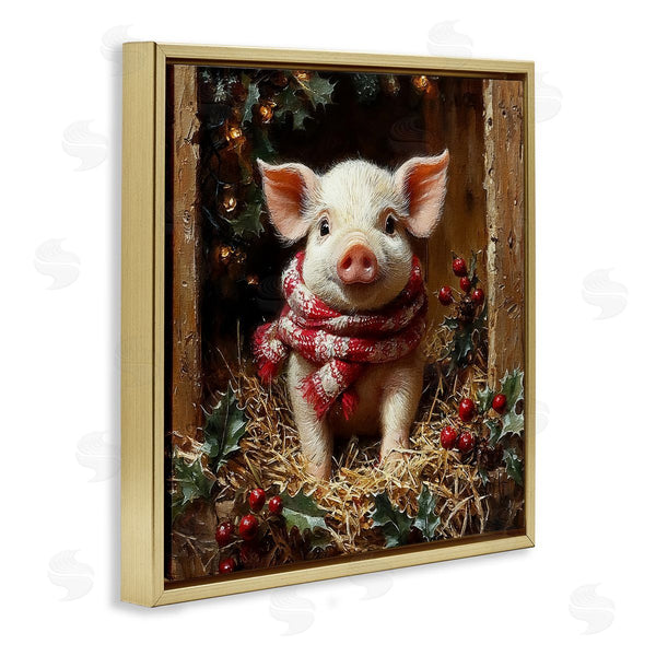 Stupell Industries Riley B | Pig With Holiday Garlands