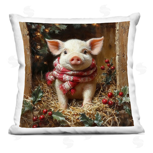 stupell industries Riley B | Pig with Holiday Garlands Printed Throw Pillow