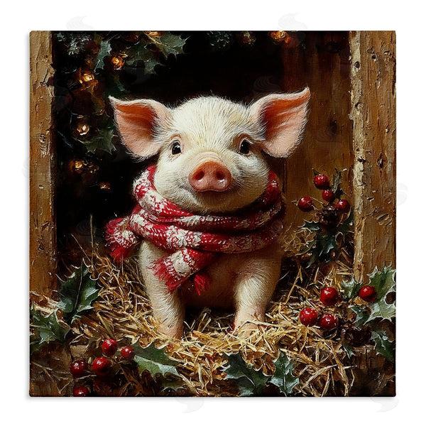 stupell industries Riley B | Pig with Holiday Garlands