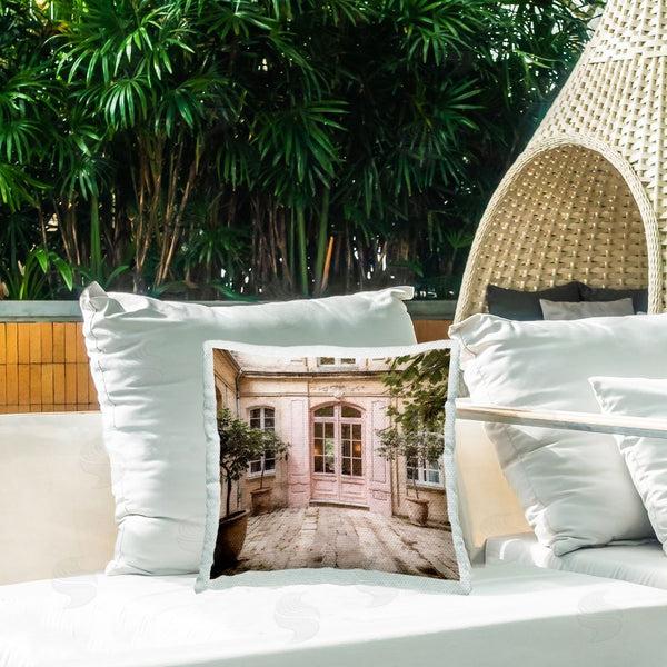 Stupell Industries Riley B | Pink French Doors Printed Throw Pillow