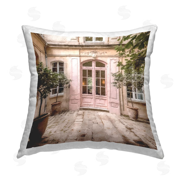 stupell industries Riley B | Pink French Doors Printed Throw Pillow