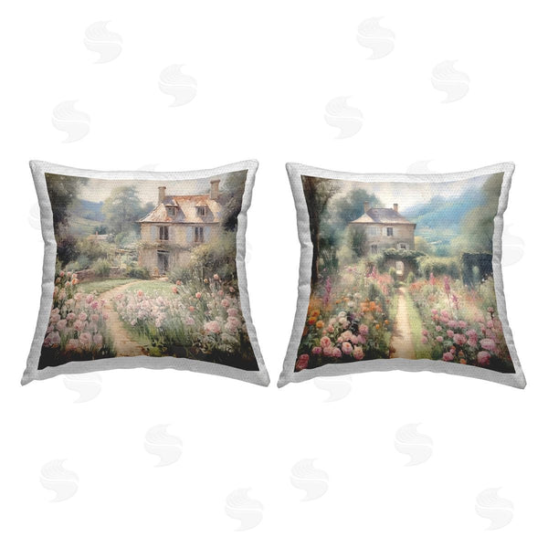Stupell Industries Riley B | Quaint French Country Garden Printed Throw Pillow Set