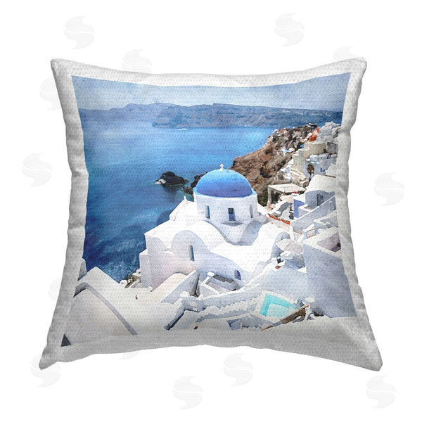 Stupell Industries Riley B | Santorini Town Architecture Printed Throw Pillow