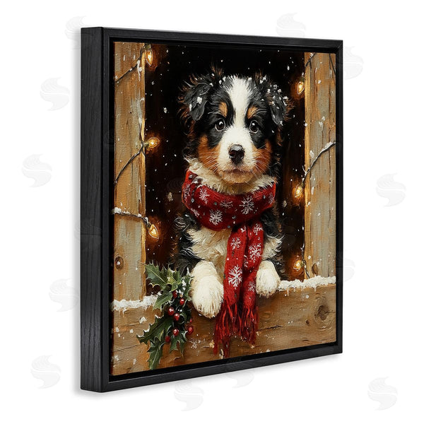 Stupell Industries Riley B | Snowy Christmas Lights Puppy