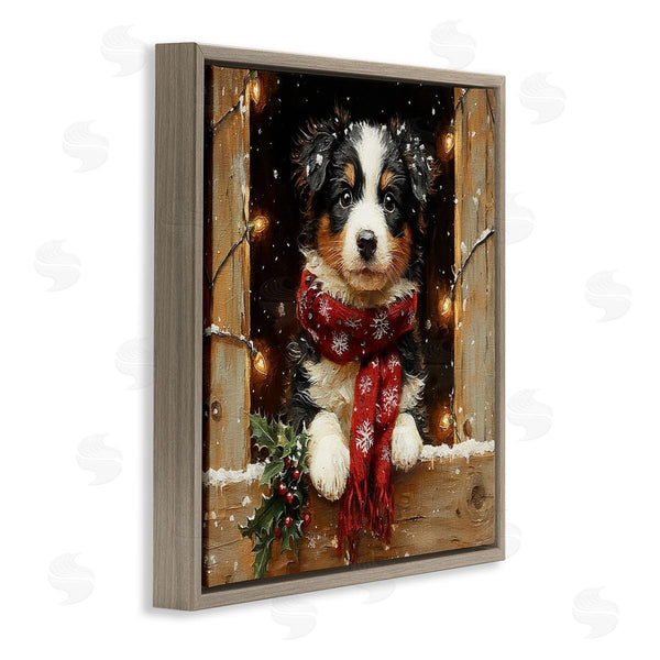 Stupell Industries Riley B | Snowy Christmas Lights Puppy