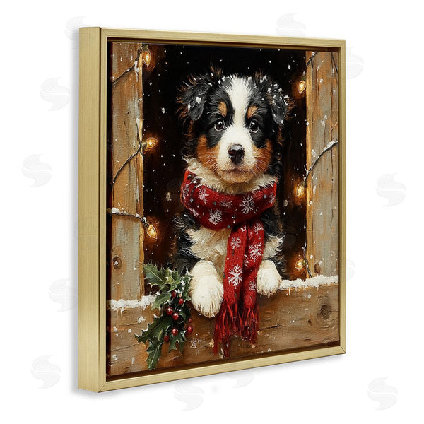 Stupell Industries Riley B | Snowy Christmas Lights Puppy