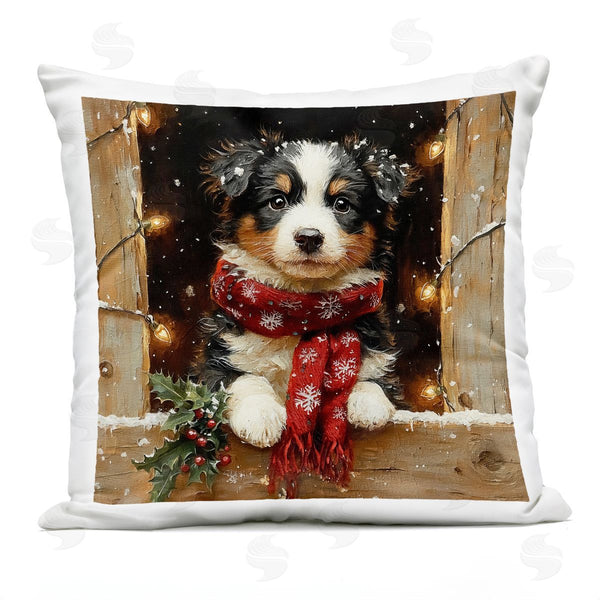 Stupell Industries Riley B | Snowy Christmas Lights Puppy Printed Throw Pillow