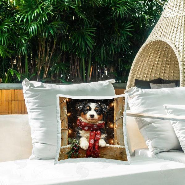 Stupell Industries Riley B | Snowy Christmas Lights Puppy Printed Throw Pillow