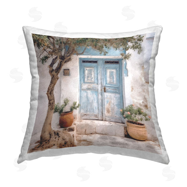 stupell industries Riley B | Tree & Blue Doorway Printed Throw Pillow