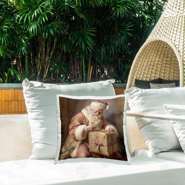 Stupell Industries Riley B | Vintage Santa Wrapping Gift Printed Throw Pillow