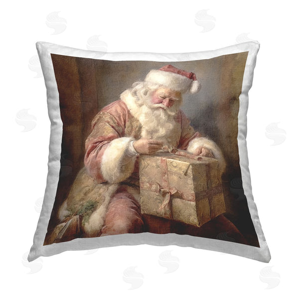 stupell industries Riley B | Vintage Santa Wrapping Gift Printed Throw Pillow