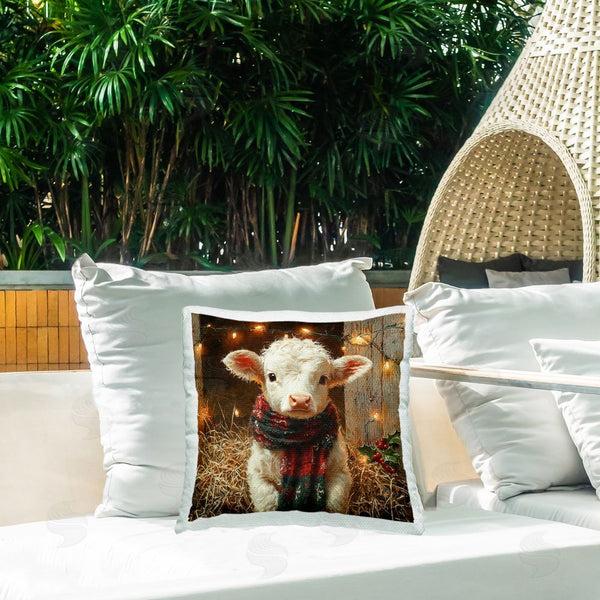 Stupell Industries Riley B | White Calf With Holiday Lights Printed Throw Pillow