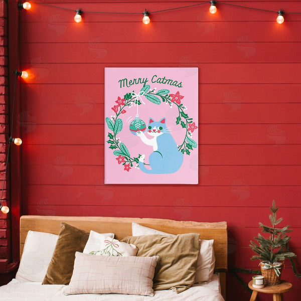 Stupell Industries Riley Hutchens | Merry Christmas Pink Cat