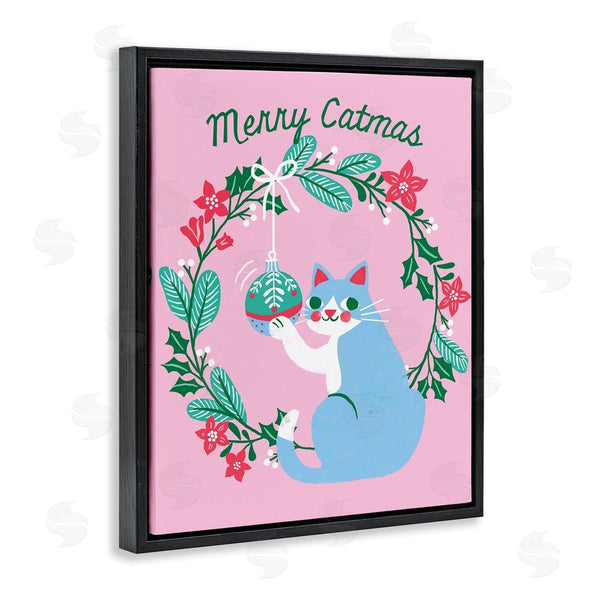 Stupell Industries Riley Hutchens | Merry Christmas Pink Cat