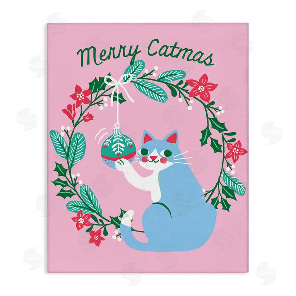 stupell industries Riley Hutchens | Merry Christmas Pink Cat
