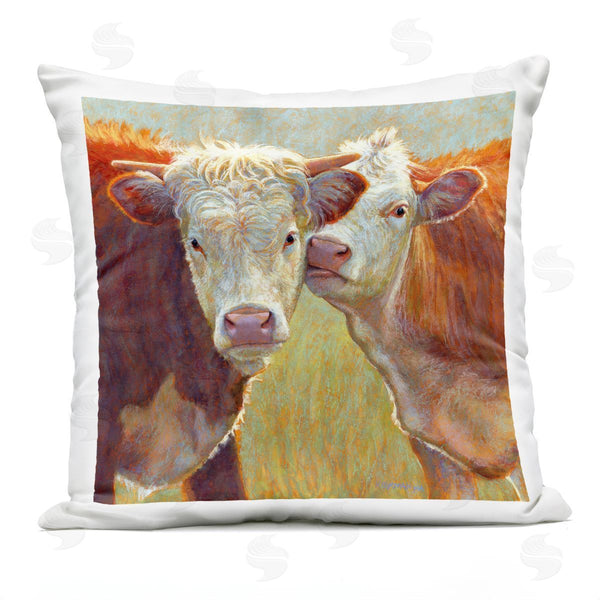 Stupell Industries Rita Kirkman | Country Farm Cows Kiss Printed Throw Pillow
