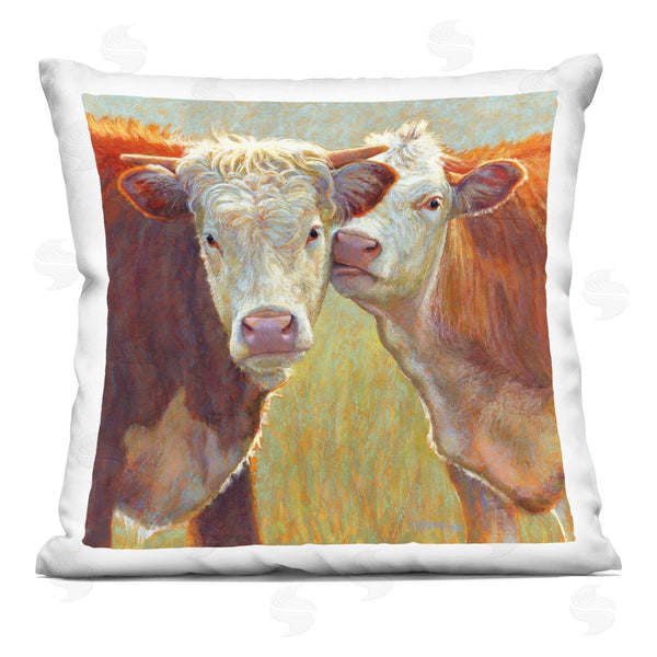 stupell industries Rita Kirkman | Country Farm Cows Kiss Printed Throw Pillow