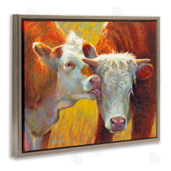 Stupell Industries Rita Kirkman | Cow Licking Farm Animals Wall Art