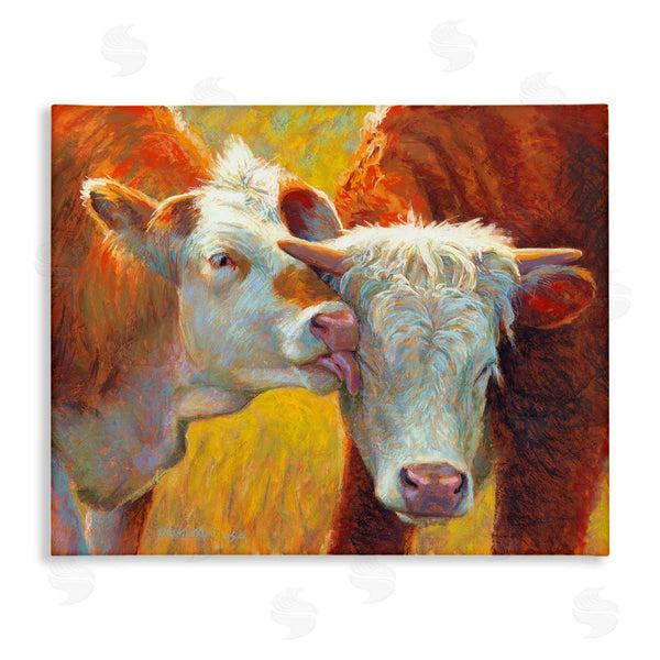 stupell industries Rita Kirkman | Cow Licking Farm Animals Wall Art