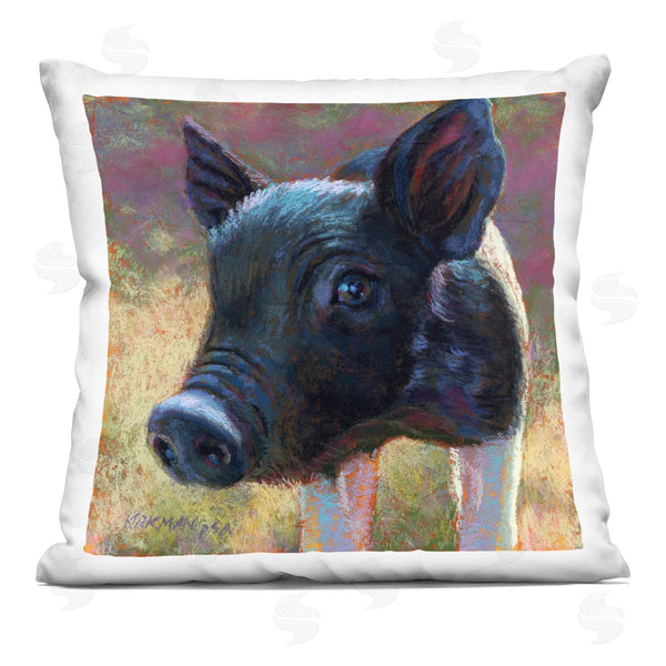 stupell industries Rita Kirkman | Cute Black Farm Pig Portrait Printed Throw Pillow