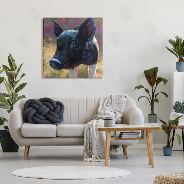 Stupell Industries Rita Kirkman | Cute Black Pig Close Up Portrait Wall Art