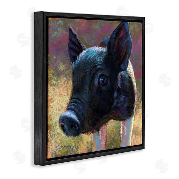 Stupell Industries Rita Kirkman | Cute Black Pig Close Up Portrait Wall Art