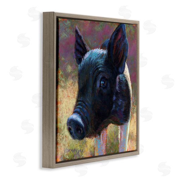 Stupell Industries Rita Kirkman | Cute Black Pig Close Up Portrait Wall Art