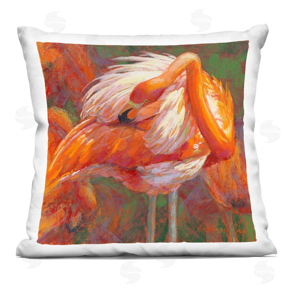 stupell industries Rita Kirkman | Flamingo Preening Feathers Wildlife Printed Throw Pillow