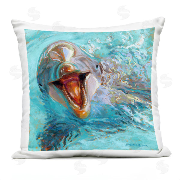 Stupell Industries Rita Kirkman | Happy Dolphin Sea Life Portrait Printed Throw Pillow