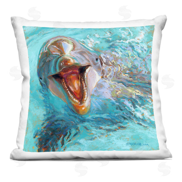 stupell industries Rita Kirkman | Happy Dolphin Sea Life Portrait Printed Throw Pillow