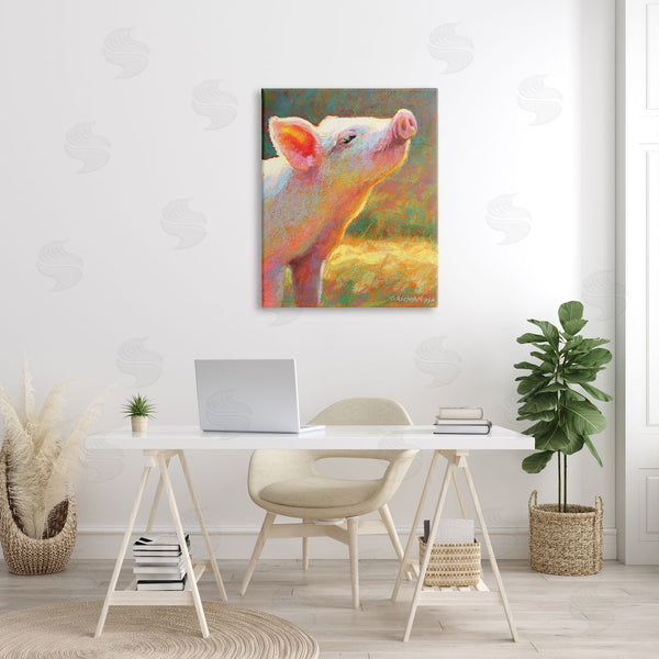 Stupell Industries Rita Kirkman | Happy Pink Pig Sunny Farm Wall Art