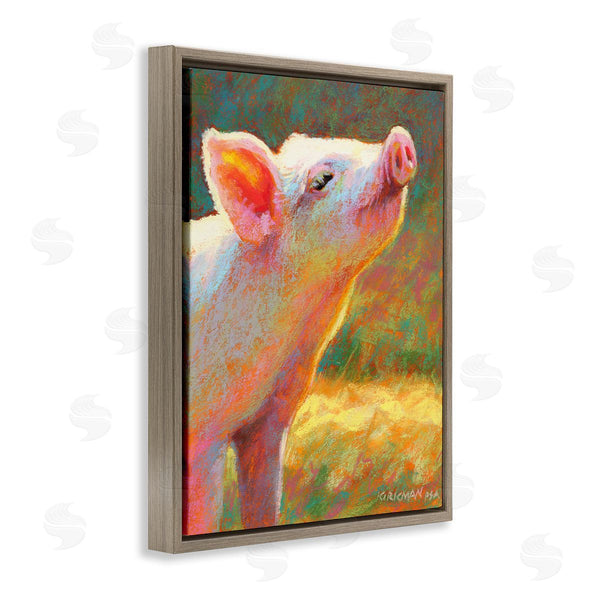Stupell Industries Rita Kirkman | Happy Pink Pig Sunny Farm Wall Art