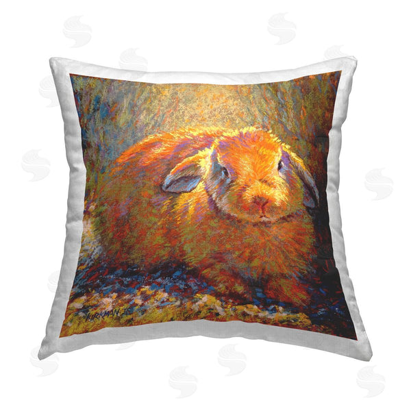 stupell industries Rita Kirkman | Impressionist Brown Rabbit Printed Throw Pillow