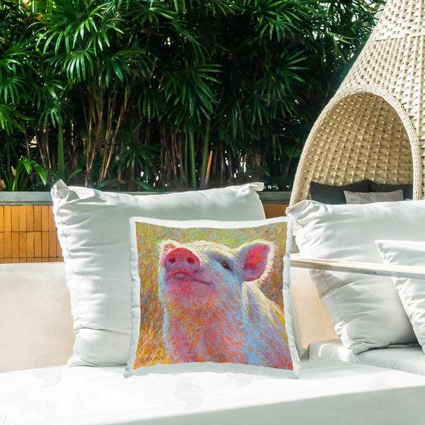 Stupell Industries Rita Kirkman | Impressionist Smiling Pig Printed Throw Pillow