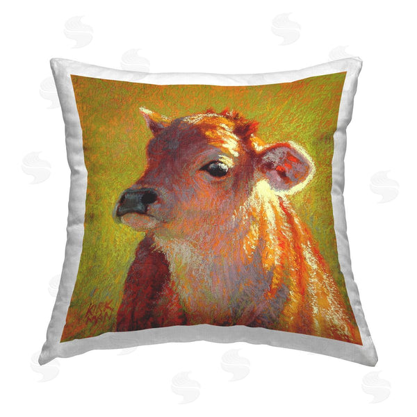 stupell industries Rita Kirkman | Impressionist Sunlit Cow Printed Throw Pillow