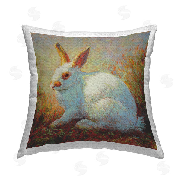 Stupell Industries Rita Kirkman | Impressionist White Rabbit Printed Throw Pillow