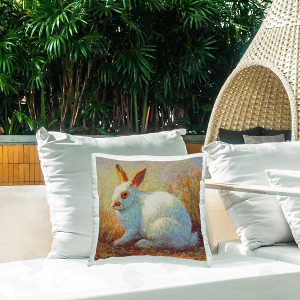 Stupell Industries Rita Kirkman | Impressionist White Rabbit Printed Throw Pillow