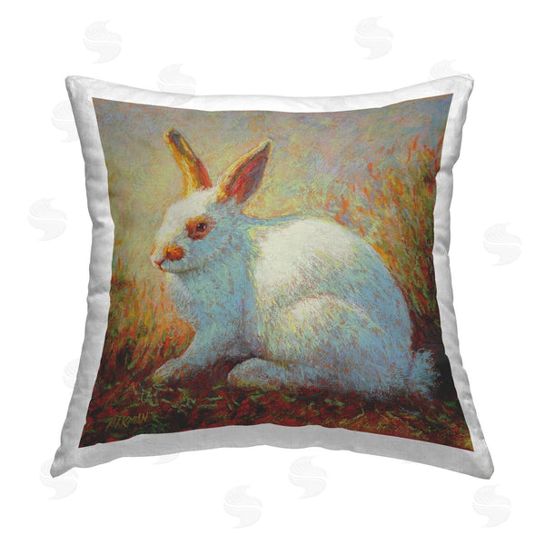 stupell industries Rita Kirkman | Impressionist White Rabbit Printed Throw Pillow