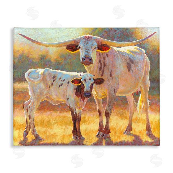 stupell industries Rita Kirkman | Longhorn & Calf Standing Farm Field Wall Art