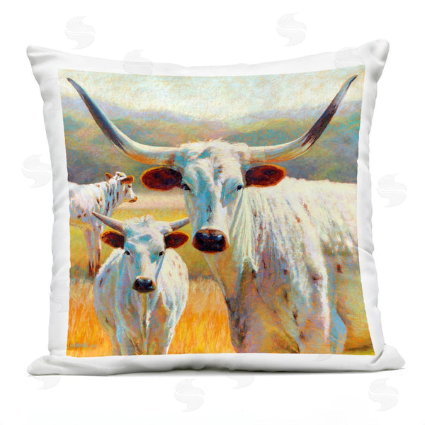 Stupell Industries Rita Kirkman | Longhorn Cow Calf Farm Printed Throw Pillow