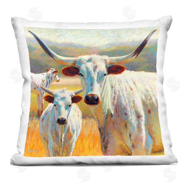 stupell industries Rita Kirkman | Longhorn Cow Calf Farm Printed Throw Pillow