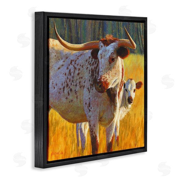 Stupell Industries Rita Kirkman | Longhorn Cow Calf Grassland Farm Wall Art
