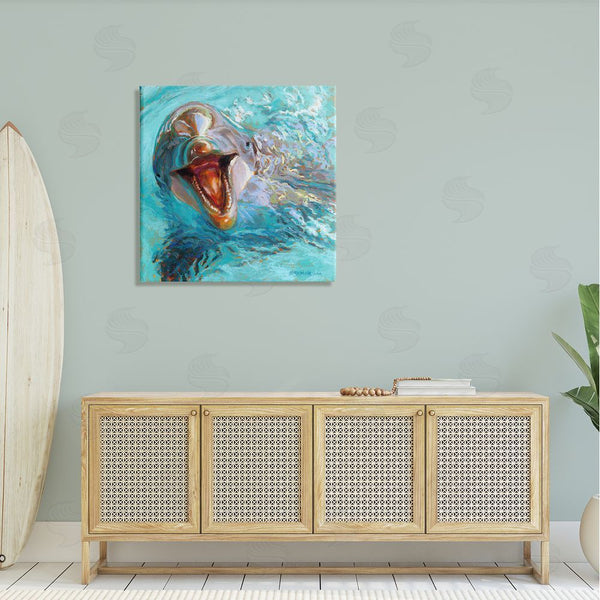 Stupell Industries Rita Kirkman | Smiling Dolphin Water Splash Wall Art