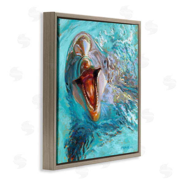 Stupell Industries Rita Kirkman | Smiling Dolphin Water Splash Wall Art