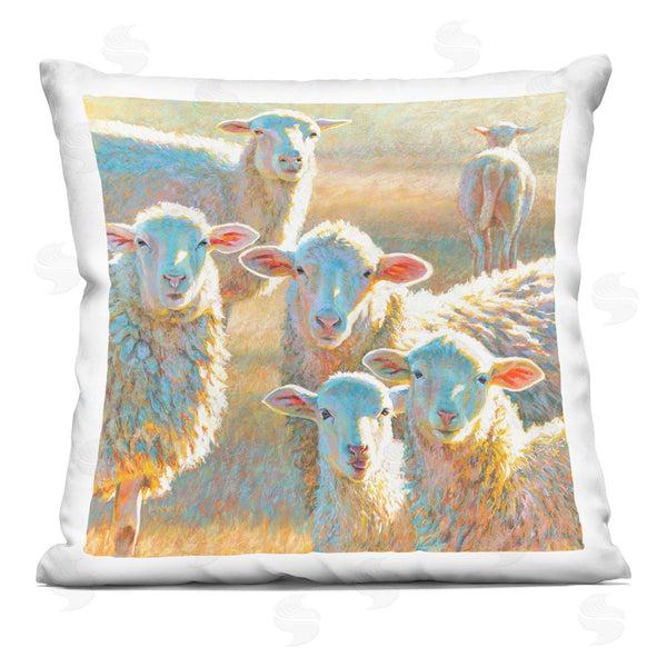 stupell industries Rita Kirkman | Vivid Sheep Herd Gazing Printed Throw Pillow