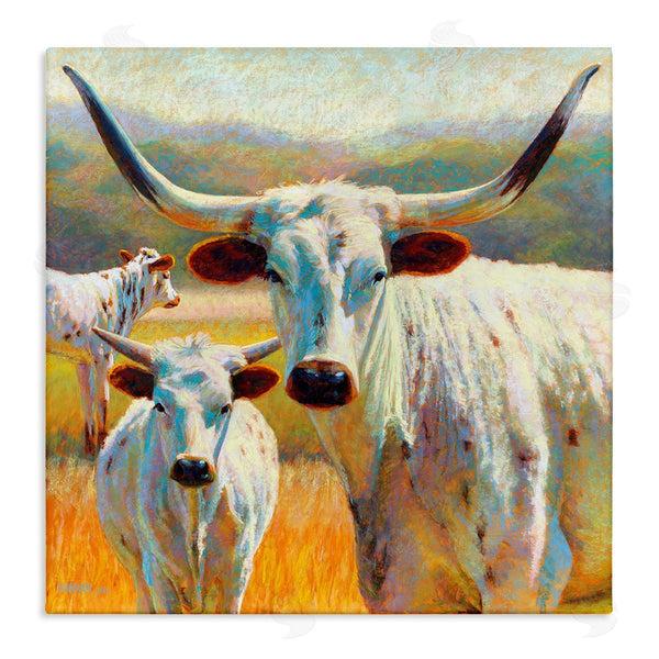 stupell industries Rita Kirkman | White Longhorn Cattle Farmland Wall Art