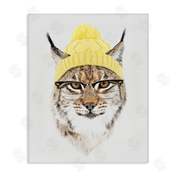 stupell industries Robert Farkas | Bobcat Hipster Beanie Wildlife Wall Art