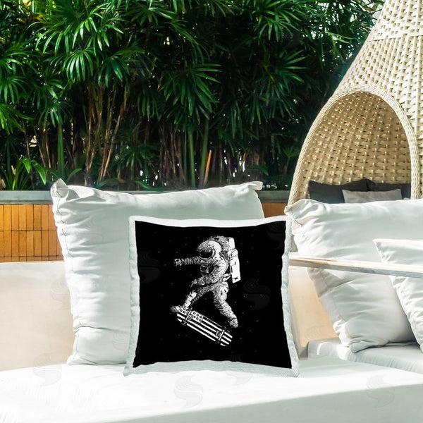 Stupell Industries Robert Farkas | Skateboarding Astronaut On Black Printed Throw Pillow
