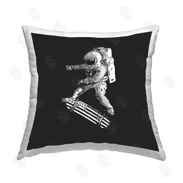 stupell industries Robert Farkas | Skateboarding Astronaut on Black Printed Throw Pillow